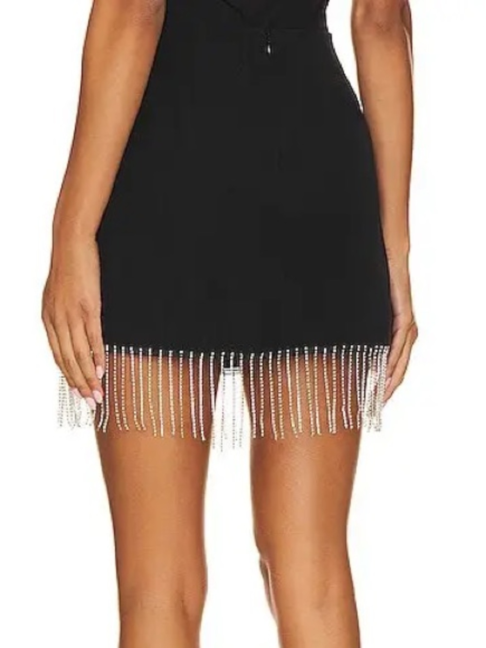 STEVE MADDEN Crystal Fringe Slit-Front Black Mini Skirt - Womens Size 10